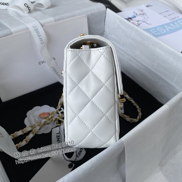 Chanel專櫃23C秋冬新品AS3737賭場系列方胖子口蓋包 香奈兒羊皮琺瑯金幣墜鏈條時尚休包 djc4928